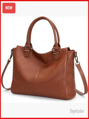 Medium Genuine Leather Tote Bag with Crossbody Strap RFID Blocking